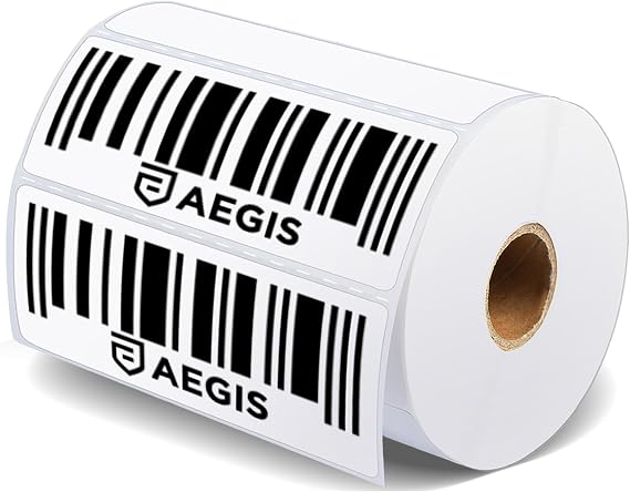Aegis Adhesives - 4" X 1.5" Direct Thermal Labels (900 Count, 1 Roll) - Barcode Labels, Wide Thermal Sticker Roll for Carton and Product Identification - Compatible with Zebra and Rollo Printers