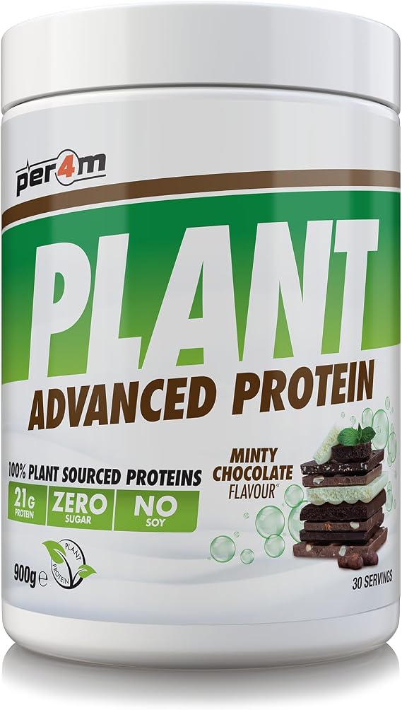 Per4m Advanced Plant Protein Shake Powder Matrix | 30 Servings of 100% Plant Sourced Protein Shake | Free from Soy, Dairy, Gluten and Lactose | Sugar Free (900g, Minty Chocolate)