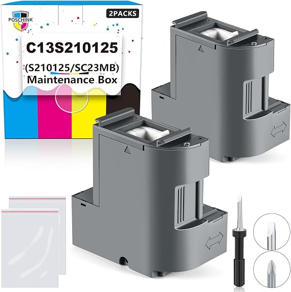 C13S210125 Ink Maintenance Box (S210125/SC23MB), Waste Ink Tank Replacement Compatible for EPSON Surecolor SC-F170 F100 F150 Dye Sub Printers - 2 Packs