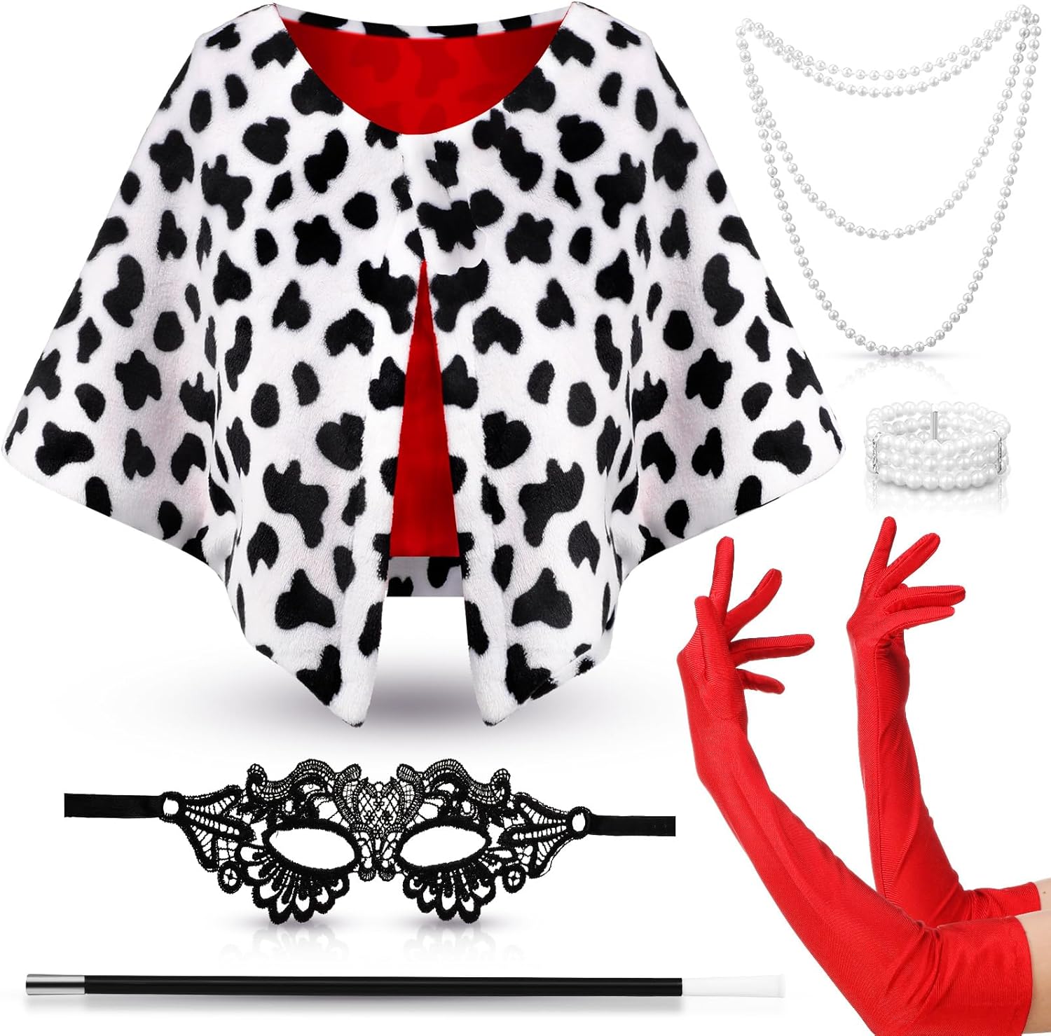 Halloween Dalmatian Costume Women Black and White Dalmatian Shawl 1920s Cosplay Party Accessories