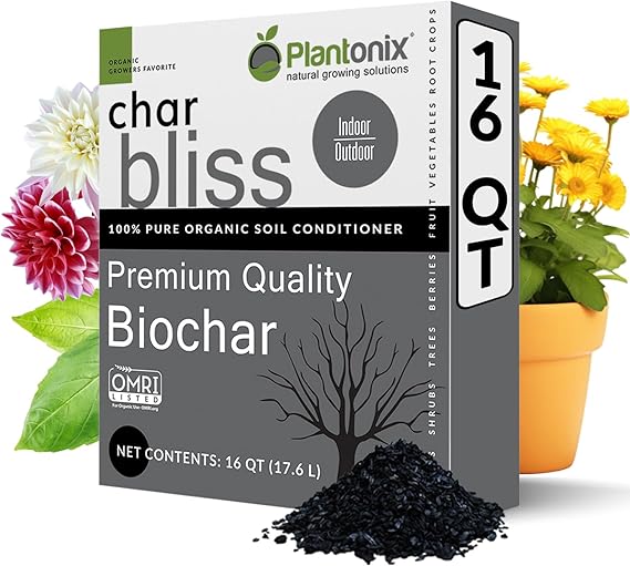 Char Bliss (16 Qts) - Organic Biochar Soil Amendment for Plants & Gardening