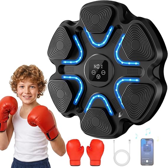 TGLLM Music Boxing Machine, Interactive Punching Trainer with Boxing Gloves, Large Size Wall Mounted Electronic Boxing Target for Adult Kids, 9 Modes & 9 Speeds