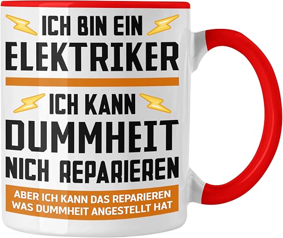 Trendation - Electrician Gifts for Men Mug Gift Electrician Electronics Gift Idea (Red)