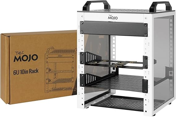 Tecmojo 6U Network Rack, 10 inch Mini Server Rack with 2 Side Translucent Panels & 2 Top Handles, 7.87 inch Deep, for 10 inch IT Equipment & A/V Devices, White