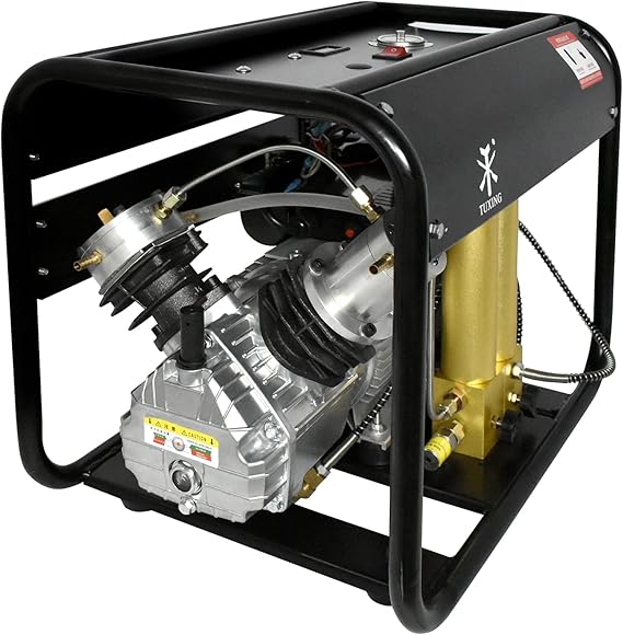 TUXING 4500Psi Pcp Air Compressor,Built-in Two Stage Filtration Water-Oil Separator Filter,Auto-Stop Version,Paintball/Scuba Tank Compressor 110V(TXEDM042)