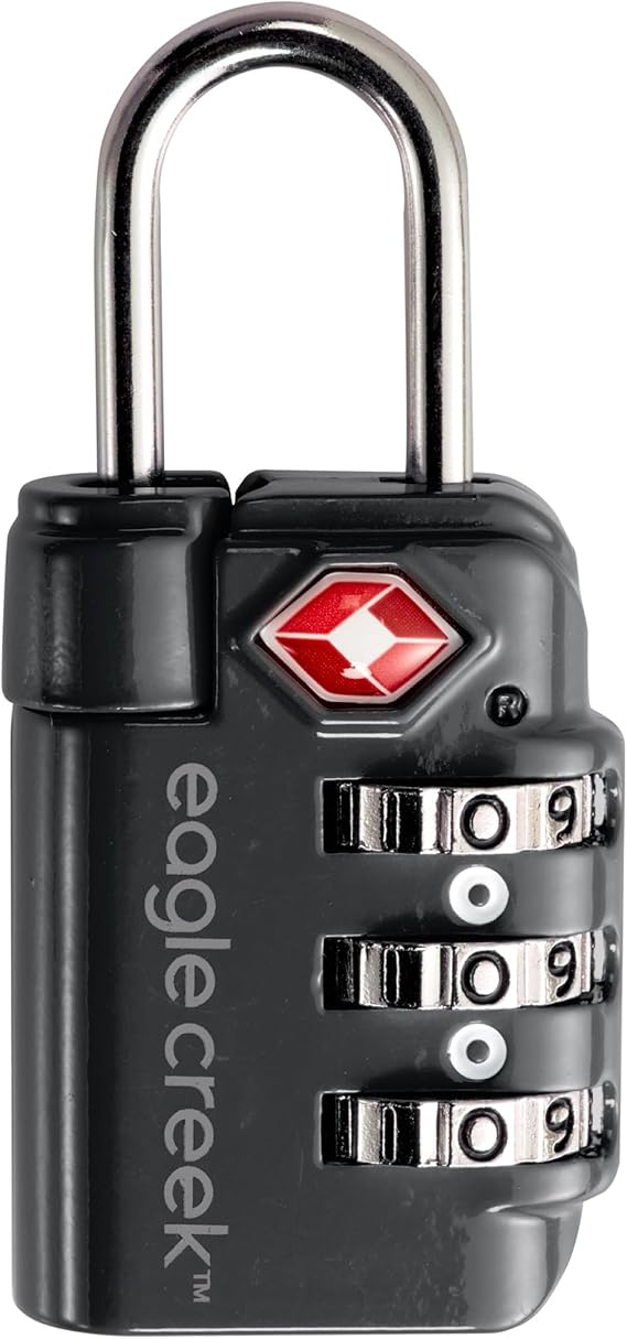Eagle Creek Travel Safe TSA Lock, 3 Dial Combination, Graphite | Lock for Suitcase, Duffel Bag, and Backpack Security, Travel Sentry Certified, Keep Your Belongings Secure