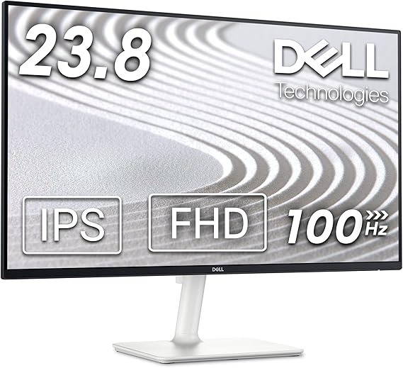 Dell S2425H Monitor - 23.8 Inch, FHD (1920x1080) Display, 100Hz Refresh Rate, 1500:1 Contrast Ratio, 99% sRGB, TUV Rheinland Eye Comfort 4 Star, Integrated 2x5W Speaker, Tilt- Ash White Color
