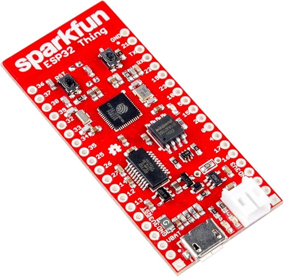 SparkFun ESP32 Thing Developement Board WiFi & microcontroller | Compatible with 2.4 GHz wireless for IoT & prototyping Projects w/Integrated LiPo Battery Charger 3 to 3.6V Operating Range