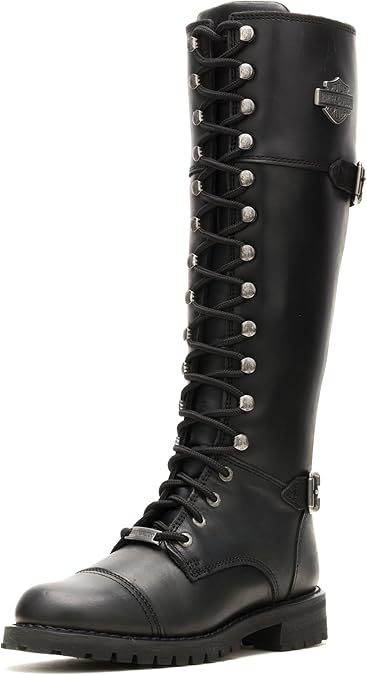 Harley-Davidson FOOTWEAR Womens Beechwood Leather Tall Riding Casual Boots Knee High Low Heel 1-2"
