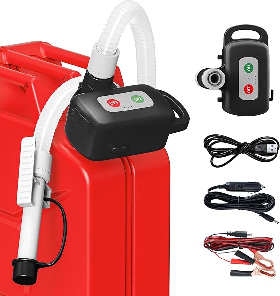 Rechargeable Fuel Transfer Pump with Auto Stop Sensor, Fast 3.2 GPM Flow Gas Can Pump Portable Fuel Pump, Lithium-Ion Battery Gas Transfer Pump for Gasoline, Oil, Diesel, Gifts for Men Fathers Day
