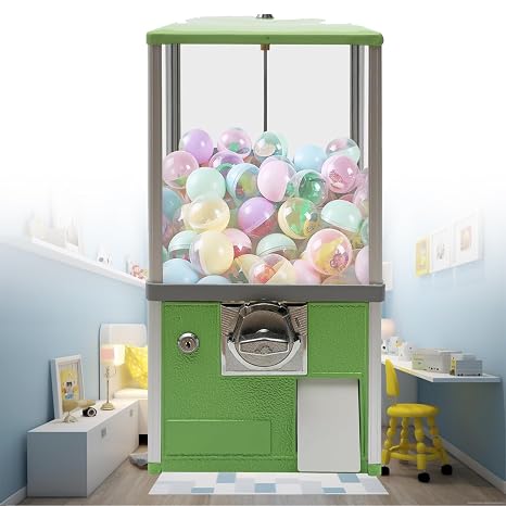 Prize Machine Gumball machine With Keys,Capsules Toy Vending Machine Dispenser,Vending Machine for Selling Capsule Toys Candies,Red,Gachapon Machine(Green)