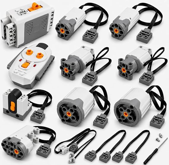 13in1 Building Blocks Motor Kit, Powerful Motor Set with Advanced Remote Control Functionality, Wide Compatibility with Most Stud-Based Construction Bricks