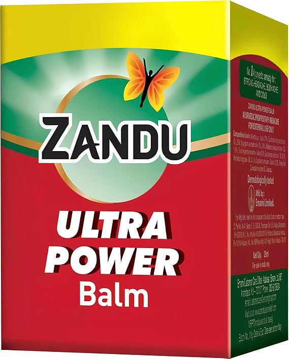 Zandu Ultra Red Balm | Ayurvedic Balm with Menthol, Camphor, Eucalyptus Oil | Relieves from Bodyache, Cold & Muscle Stiffness | Non Greasy & Fast Acting | 0.85 Fl Oz (Pack of 1)