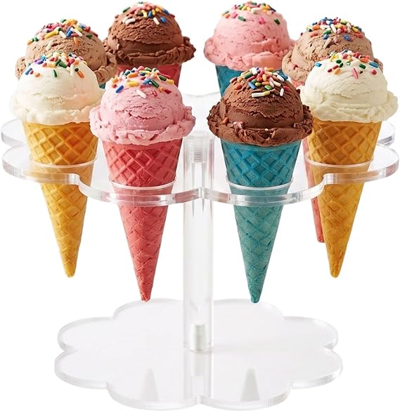 Comfecto Clear Acrylic Ice Cream Cone Holder with 8 Holes
