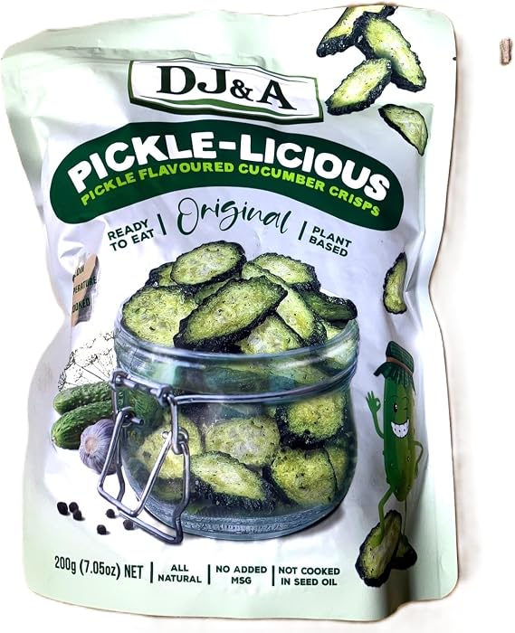 DJ&A Pickle Licious Cucumber Chips, Original Flavor, 200g, Vegetable Snack
