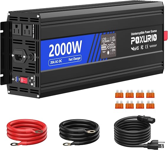 2000W Sump Pump Battery Backup System, Safe Back Up System with LCD Display, 20A Fast Charging for Continuous Sump Pump Operation, Emergency and Power Outage