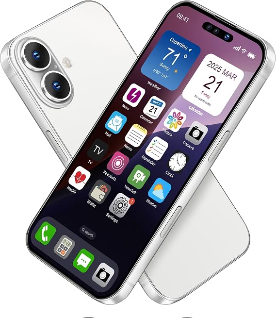 Without Logo Non-working Phone Dummy Display Model Pretend Phone toy for Phone 16 6.1 inches - Silver Colorscreen