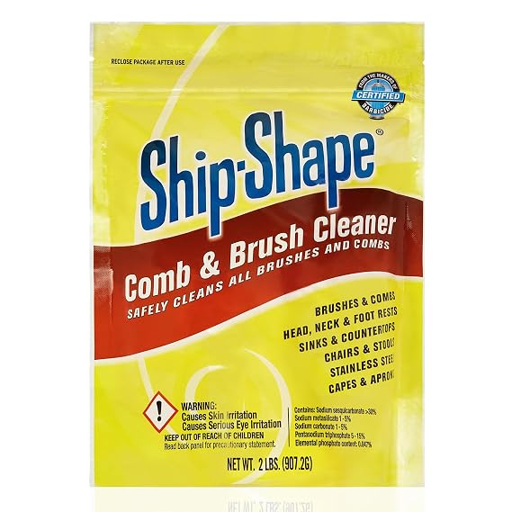 Ship-Shape Professional Comb and Brush Cleaner (2 lbs) Heavy Duty Hair Brush Cleaner Powder Removes Hair Color, Oils & Hairspray Residue Safe for Brushes, Rollers & Salon Surfaces