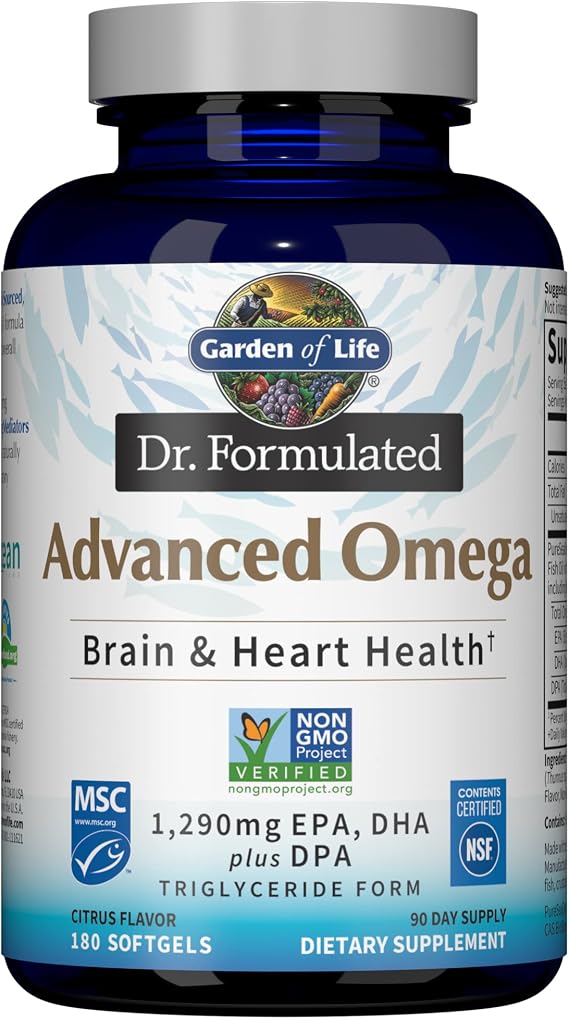 Garden of Life Dr. Formulated Advanced Omega 3 Fish Oil, 180 Softgels