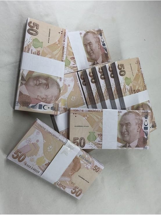 1 DESTE RENKLİ GEÇERSİZ ŞAKA PARA 50 TÜRK LİRASI TAM 100 ADET Açık Yeşil