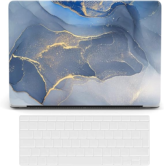 Laptop Case Compatible with MacBook 12 inch with Retina Display (Model A1534,Release 2017 2016 2015), Plastic Protective Cover Hard Shell Case & Keyboard Cover Skin - Blue Gray Marble
