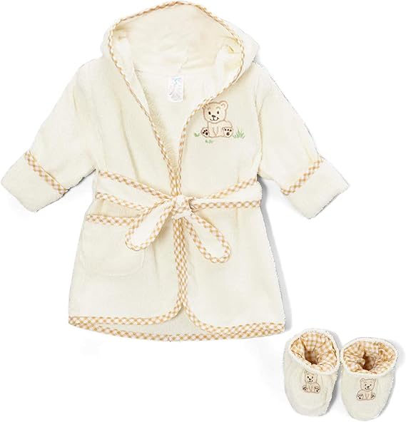 Spasilk 100% Cotton Hooded Terry Bathrobe with Booties Baby One Size Gifts Shower