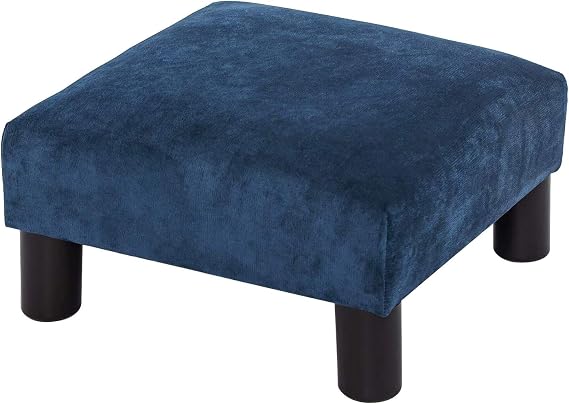 Adeco Small Ottoman Footstool/Footrest - Geometric Art 15.7x15.7x8.1 inch Cuboid & Cylinder,