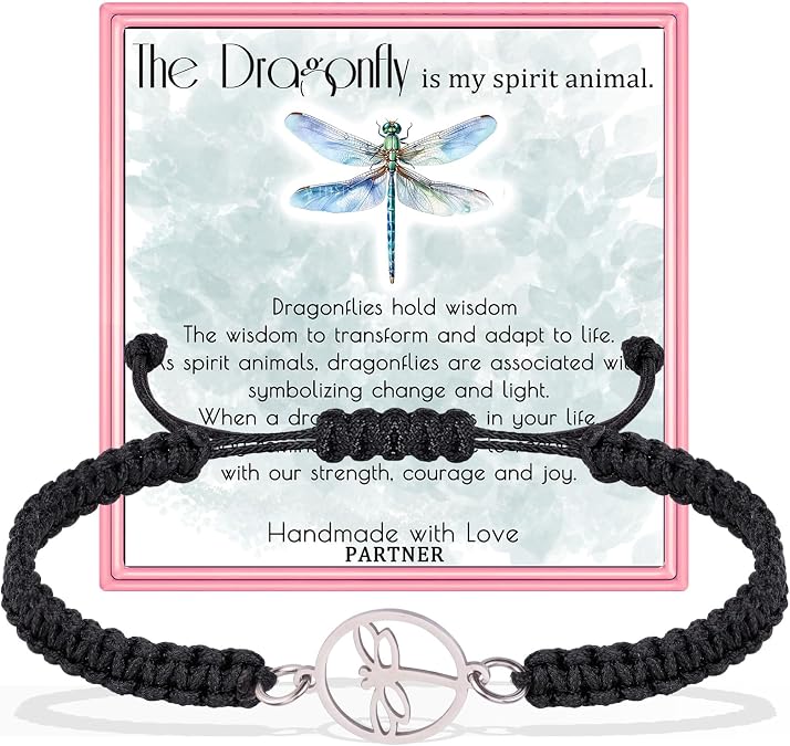 PARTNER Dragonfly Braided Bracelet for Women - Dragonfly Charm Bracelets for Animal Lovers