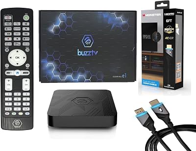 BuzzTV Essentials E1-2GB RAM 8GB Storage - Latest Graphics Processor - Dual Band WiFi with Bonus Monster HDMI Cable 4K HDR 6ft  1.8m. Ultra Fast and Easy to use