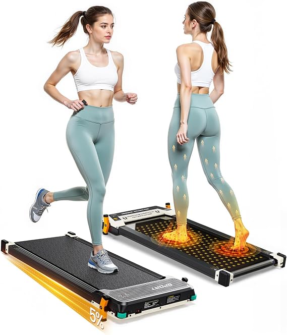 Walking Pad with Incline & Foot Massage - NNET Under Desk Treadmill,Portable Compact Treadmills with 330LBS Weight Capacity,2 in 1 Walking Treadmill for Home/Office