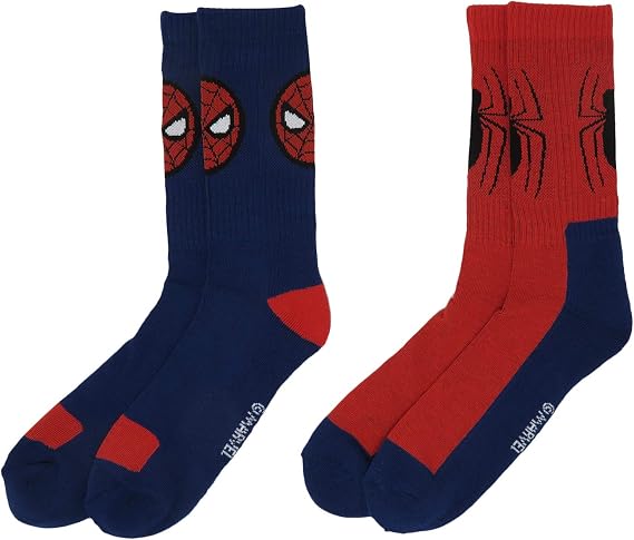 Hyp Spiderman Marvel Comics Men's 2 Pack Athletic Crew Socks