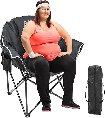 Slsy Oversized Camping Chair, Portable Folding Outdoor Chair with Padded Seat, Heavy Duty 500 lbs Capacity, Ideal for Camping, Sports, Patio & Picnics