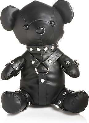 MASTER SERIES Goth Bear for Beginners, Men, Women, Couples. Novelty Gift and Cuddly Toy. Premium Materials. Vegan Leather, Nickel-Free Metal. 1 Piece, Black.