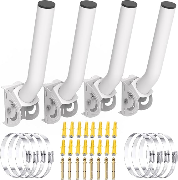 Universal Wireless Bridge Mount, 11" J Pole & Wall-Mounted Mounting Bracket for Outdoor Access Point CPE, TV Antenna, Weather Station, Star Link Signal/WiFi Extender, 4Pack