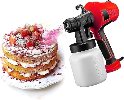 Electric Dessert Chocolate Spray Gun, 500W Airbrush Machine for Cakes, Paint Sprayer Cake Decorating Kit with 3 Patterns, for Decorating Cakes, Chocolate, Mousse and Fondant Cakes AirbrushRojo