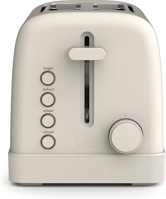 bella 2 Slice Toaster,6 Setting Shade Control w Reheat,Cancel,Bagel & Defrost Buttons,Removable Crumb Tray,Anti Jam & Auto Shutoff,Auto Centering Guides-& Cord Wrap,900 Watt,Oatmilk,(Pack of 6)
