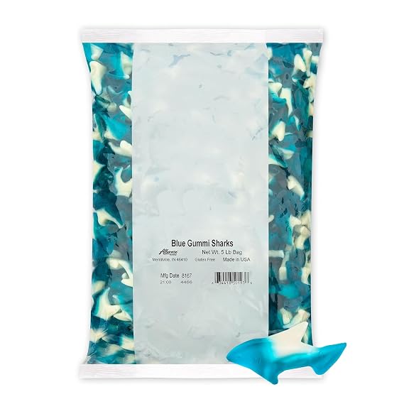 Albanese World's Best Blue Gummi Sharks | 5lbs of Candy | Soft and Chewy