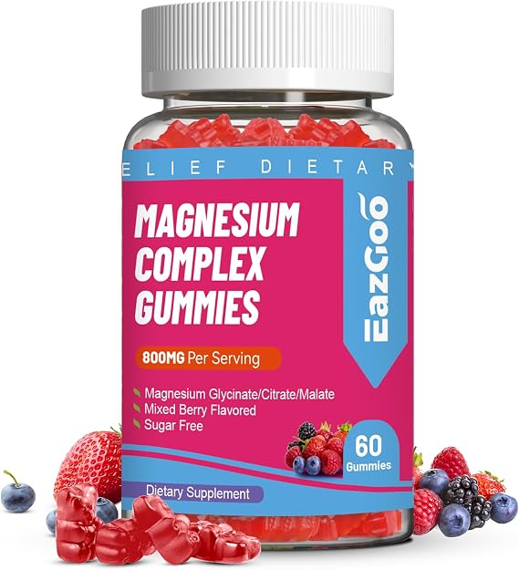 Magnesium Gummies 800mg for Women Men with Vitamin D3, C, B6, B12 & Zinc