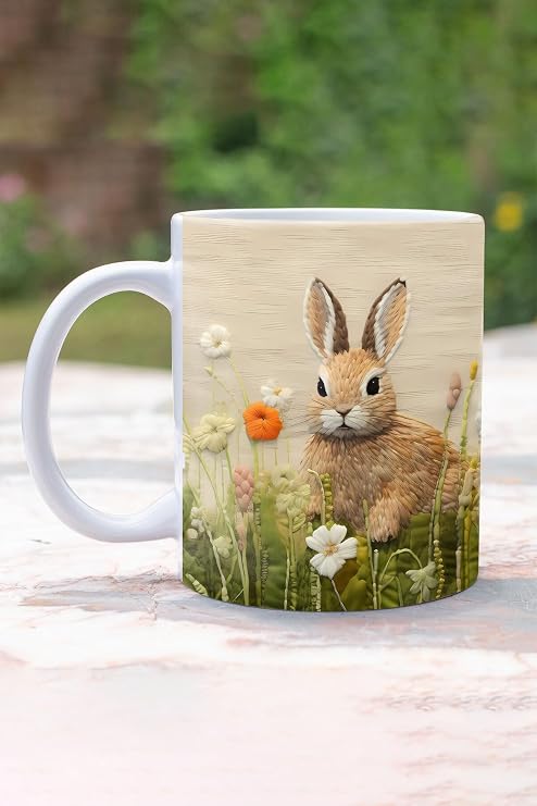 Sevimli Hayvanlar Tavşan No:3 3D Tasarım Görünümlü Baskılı Kupa Bardak Mug, QBM2449-12