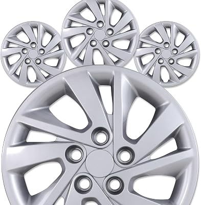 15 Inch Silver Lacquer Hubcaps for 2017-2020 Hyundai Elantra Sedan Steel Wheels, Set of 4 PP Material Wheel Rim Cover, Bolt-On Design Hub Caps - 15 Silver Lacquer 4-Pack