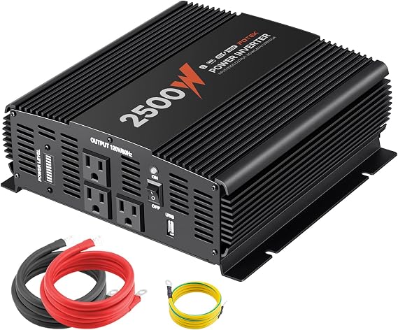 Potek 2500W Modified Sine Wave Inverter with 3 AC outlets and 1 USB Port