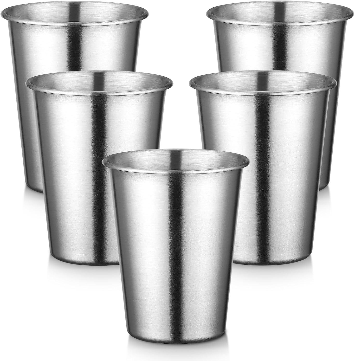Beasea Stainless Steel Cups 12 oz, 5 Pack 350ml Small Water Tumblers Unbreakable Stackable Reusable Metal Drinking Glasses for Home Outdoor Activities Picnic Travel Camping