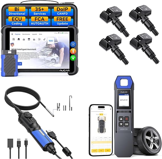 MUCAR 892BT OBD2 Scanner +T261 TPMS Programming Tool +VENU5 Tire Pressure Sensor +E021 USB Endoscope Borescope