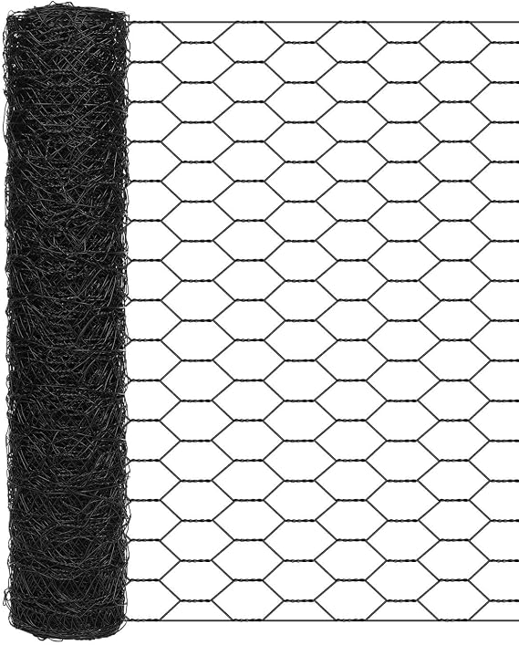 vensovo Garden Poultry Black Chicken Wire - 13.7 '' 236 '' Chicken Wire for Crafts, Garden Fence Animal Barrier, 1 inch Mesh Poultry Netting Fence, Pet/Rabbit/Chicken Wire Fencing