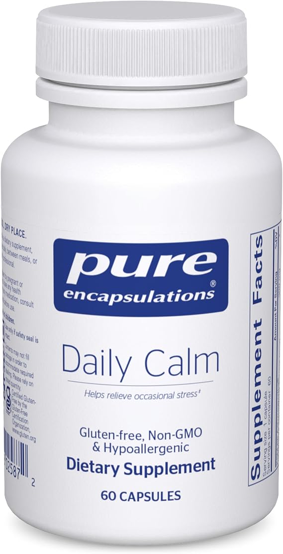 Pure Encapsulations Daily Calm, 60 Capsules | Vegan Stress and Sleep Support* Supplement, Contains Ashwagandha, Saffron, GABA and L-Theanine, Non-GMO