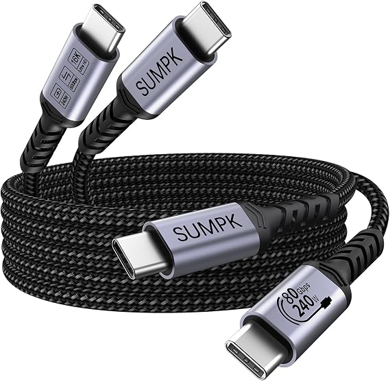 USB Cケーブル 80Gbps 10フィート 240W/80Gbps/16K 2本パック USB 4ケーブル Gen 4データケーブル 16K デュアル8K/6Kビデオモニター Thunderbolt 5 Thunderbolt 4/3 iPhone 16/15 MacBook Dock eGPU対応