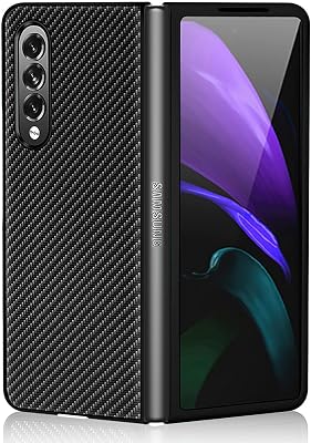 WATACHE Galaxy Z Fold 3 Case, Carbon Fiber Texture Classic Durable Thin and Lightweight Fit Anti-Scratch Protective Cover for Galaxy Z Fold 3 5G,Black