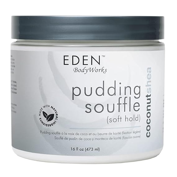 EDEN BodyWorks Coconut Shea Pudding Souffle | Curl Cream for Curly Hair Products| Styling Cream for Soft Curls Hair Products | 16 oz