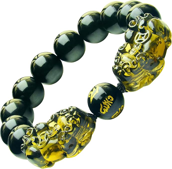 Feng Shui Pixiu Black Obsidian for Men Women Good Luck, Wealth, Abundance & Energy Protection, Fengshui Jewelry for Money, Gift for Luck and Success