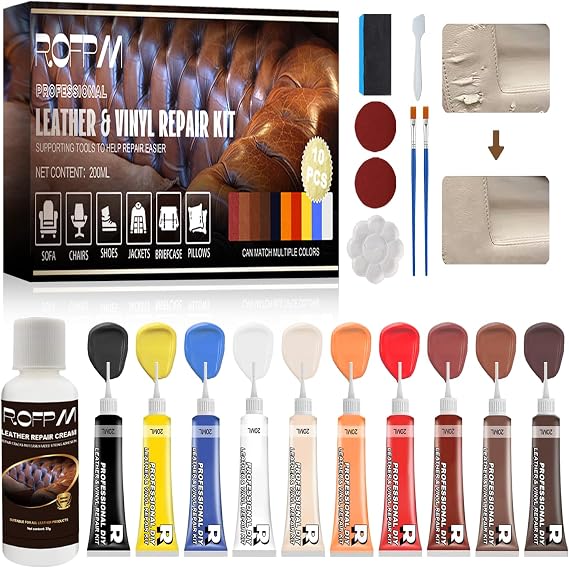 Leather Repair Kit, Leather Furniture Repair Kit, 10 Colors Leather Filler
